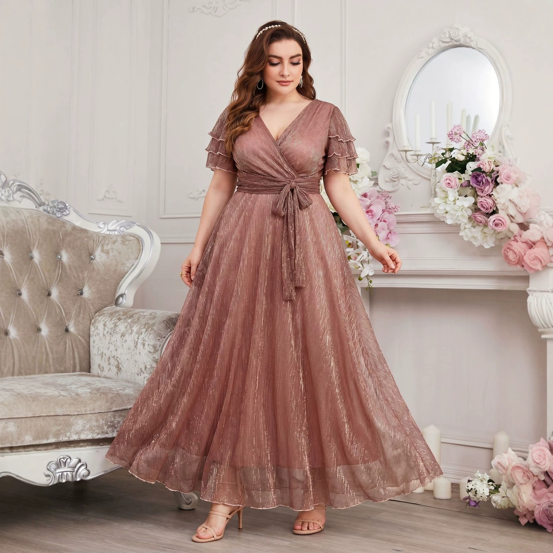 Luxury Curvy Blush Gold Glitte - Fly Line ulasan dan harga
