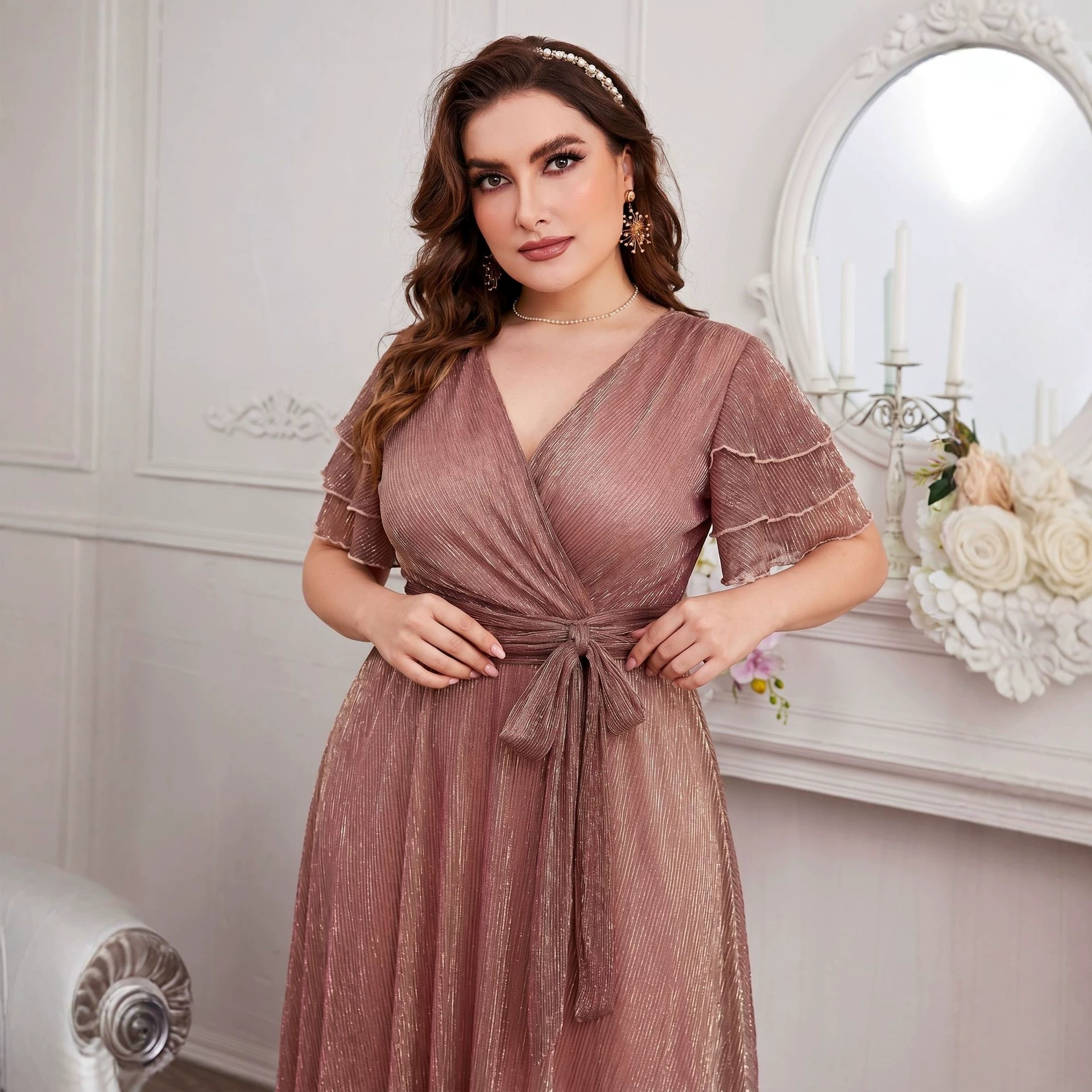 Luxury Curvy Blush Gold Glitte - Fly Line ulasan dan harga