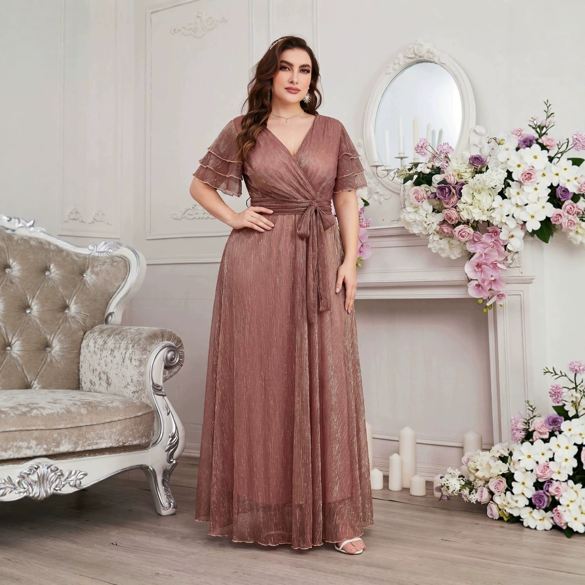 Luxury Curvy Blush Gold Glitte - Fly Line ulasan dan harga